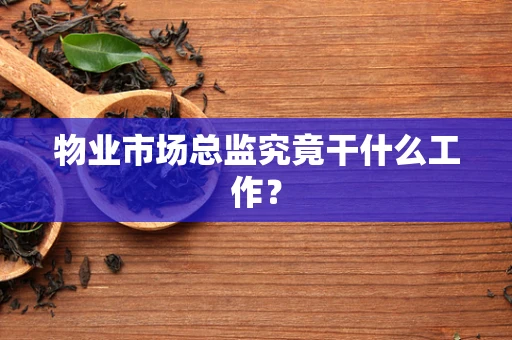 物业市场总监究竟干什么工作？