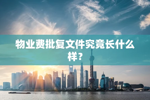 物业费批复文件究竟长什么样？