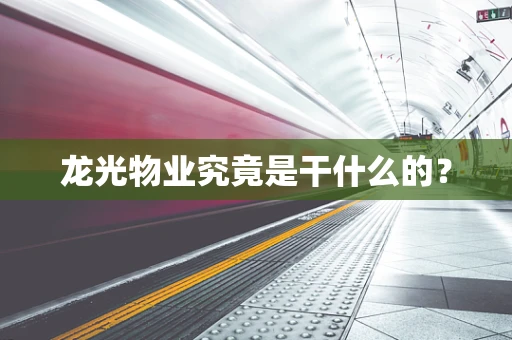 龙光物业究竟是干什么的？