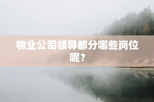 物业公司领导都分哪些岗位呢？