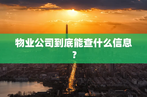 物业公司到底能查什么信息？